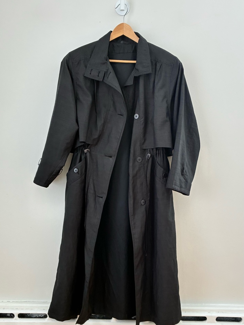 Vintage Black Long Trench Coat - Women's Black Coat